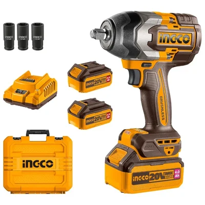 Ingco 1/2" 20V Lithium-Ion Cordless Impact Wrench With Battery, Charger & Accessories, Max. Torque 850 N.m (CIWLI2085)