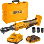 Ingco 3/8 inch 20V Cordless Ratchet Wrench With Battery, Charger & Sockets (CDRLI2060152)