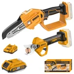 Ingco 20V 2 Pcs Lithium-Ion Cordless Gauge Straight Shear & Pruner Saw Combo Kit with Accessories (COSLI23065)