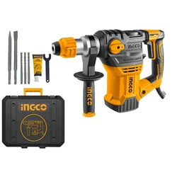 Ingco 32mm 1500 Watt SDS Plus Chuck System Rotary Hammer With Multiple Mode Operations, Drill Bits & Chisel, 850 RPM (4400 BPM) (RH150028)