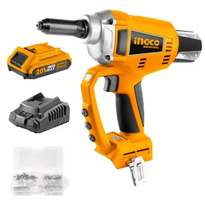 Ingco 25 mm 20V Lithium-ion Rivet Tool with Battery, Charger & Accessories (CRTLI20051)