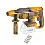 Ingco 26mm 20V Cordless Brushless Rotary Hammer With Drill Bits & Chisel, 0-1100 RPM (CRHLI20268)