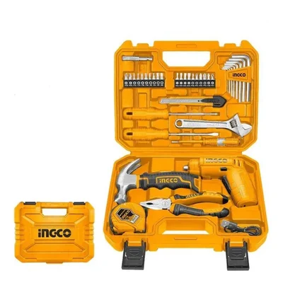 INGCO 4 V Lithium-Ion Cordless Screwdriver with 38 pcs Household Tools Set (HKTHP10381)