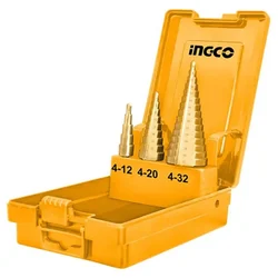 Ingco 3 Pcs 4-12, 4-20, 4-32 mm HSS Step Drill Bit Set (AKSDS0301)
