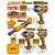Ingco 4-In-1 20V Cordless Brushless 3 Pcs Impact Wrench & 1 Pc Drive Ratchet Combo Kit With Battery, Charger & Accessories Set (COSLI250783)