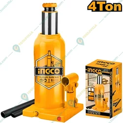 Ingco (HBJ402) 4 Ton Capacity Hydraulic Bottle Jack with Safety Valve for Hatchback Cars, SUVs - 370 mm Maximum lifting Height 