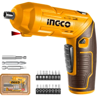 INGCO 1/4" 4V Cordless Screw driver With 24 Pcs Accessories, Max. Torque 4 N.m (CSDLI04425)