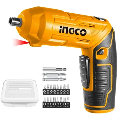 INGCO 1/4 inch 4V Lithium-Ion Cordless Screwdriver with Accessories, 240 RPM (CSDLI0442)