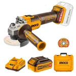 Ingco 100 mm 20V Cordless Angle Grinder With 10 Pcs Metal Cutting Disc, Battery & Charger, 3000 - 9000 RPM (CAGLI211041)