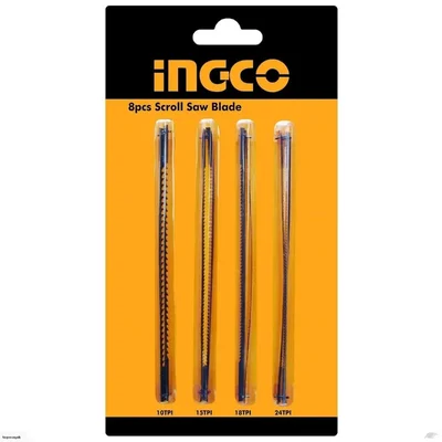 Ingco 8 pcs Scroll Saw Blade - 10, 15, 18, 24 TPI – 2 Pcs each (SS852-SP-30)