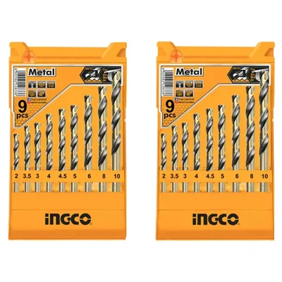Ingco 9 Pcs HSS Twist Drill Bit Set (2-10mm) (AKD1095)- Pack Of 2