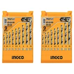 Ingco 9 Pcs HSS Twist Drill Bit Set (2-10mm) (AKD1095)- Pack Of 2