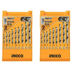 Ingco 9 Pcs HSS Twist Drill Bit Set (2-10mm) (AKD1095)- Pack Of 2