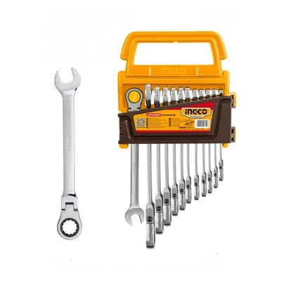 Ingco 12 Pcs 180 Degree Adjustable Flexible Ratchet Spanner Set (HKSPAR1123)