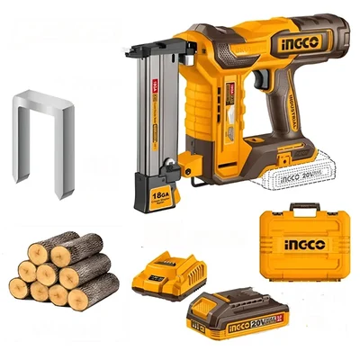 Ingco  K10~K40 Nail Type 20V Cordless Crown Stapler Nailer With Battery, Charger & Accessories (CCSNLI6008)