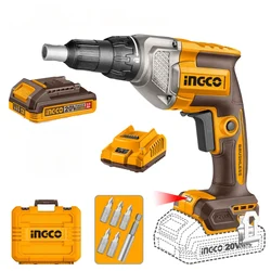 Ingco 6.35mm (1/4" ) 20V Cordless Brushless Drywall Screwdriver With Battery, Charger & Accessories, 0-4200 RPM (CDSLI204281)