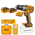 Ingco 13mm 20V Brushless Cordless Metal Chuck Impact Drill With Battery, Charger & Drill Bits, Max Torque 86Nm (CIDLI20868)