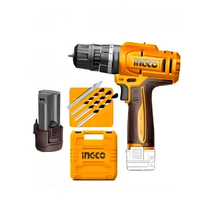 Ingco 10mm 12V 2-Speed Gear Function Cordless Impact Drill With Battery & Bit, Max. Torque 20 N.m (CIDLI12206)