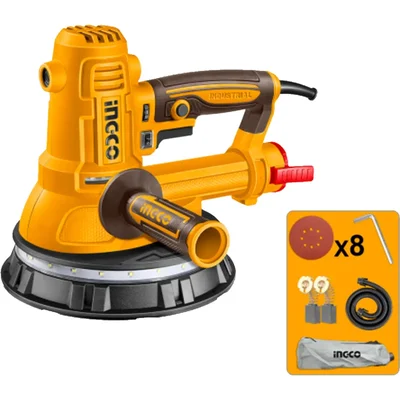 Ingco 180mm (7") 850 Watt Electrical Dry Wall Sander With Sand Papers & Accessories (DWS10508)