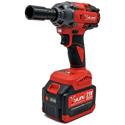 Yuri 12.5mm (1/2") 21V 6.0 Ah Battery Capacity Cordless Brushless Heavy-Duty Impact Wrench With Battery & Charger, Max. Torque 450Nm (YR-958)