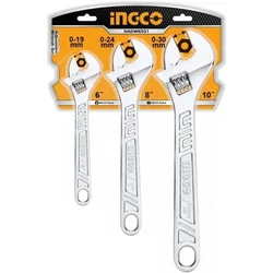 Ingco 6 inch, 8 inch & 10 inch Adjustable Wrench Set (HADWK031)