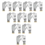 Ingco 10 Pair Safety Gloves (HGPUG01) - Cotton & Polyester, PU Coated, White Colour, XL Size for Industrial use