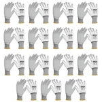 Ingco 15 Pair Safety Gloves (HGPUG01) - Cotton & Polyester, PU Coated, White Colour, XL Size for Industrial use