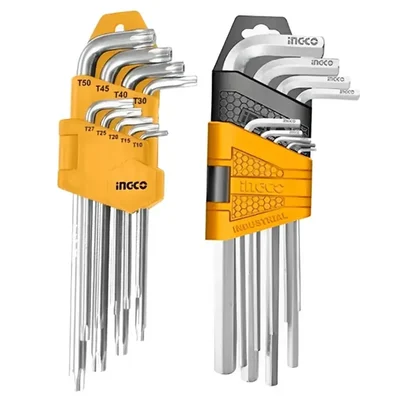 Ingco Combo of 9 pcs Professional Hex Key (HHK11091) and 9 pcs Professional Long Arm Torx Key Set (HHK13091)