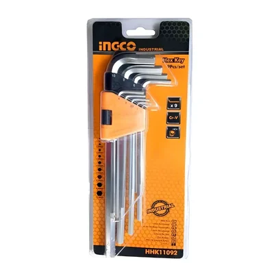 Ingco 9 pcs Professional Hex Key Set, Extra Long Arm - HHK11092