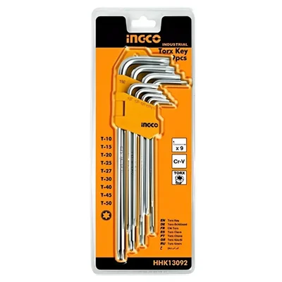 Ingco 9 pcs Professional Extra Long Arm Torx Key Set (HHK13092)
