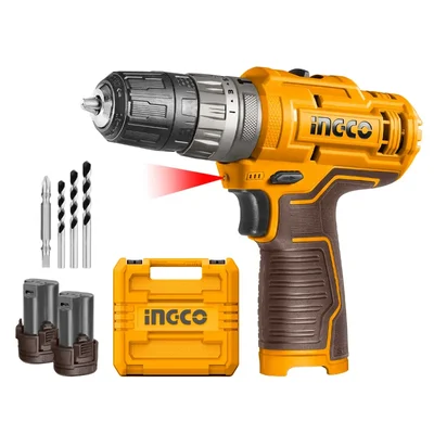 Ingco 10 mm 12V Cordless Impact drill With Battery & Drill Bits, 1500 RPM (22500 BPM) (CIDLI12202)