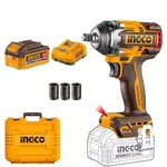 Ingco 12.5mm (1/2") 20V Cordless Brushless, 550 Nm Torque Impact Wrench With Battery-Charger & Sockets, 0-1500/0-2000/0-2500 RPM (CIWLI2055)