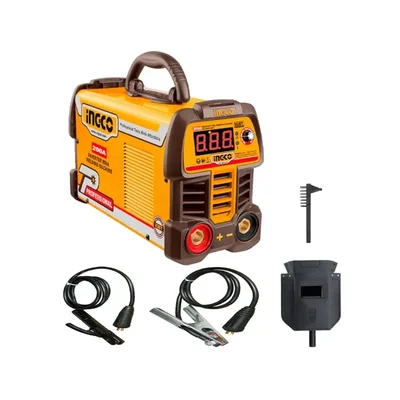 Ingco 10-200A IGBT Inverter MMA Welding Machine With Holder, Earth Clamp, Wire Brush & Helmet (ING-MMA20069)