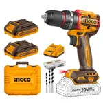 Ingco 20V 13 mm Metal Chuck Cordless Impact Drill With Battery, Charger & Accessories, 2000 RPM (CIDLI20668)