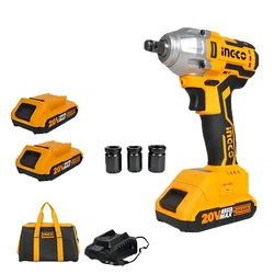 Ingco 20V Cordless Impact Wrench with Led, Battery, Charger & Accessories, Max. Torque 300 N.m (CIWLI2001)