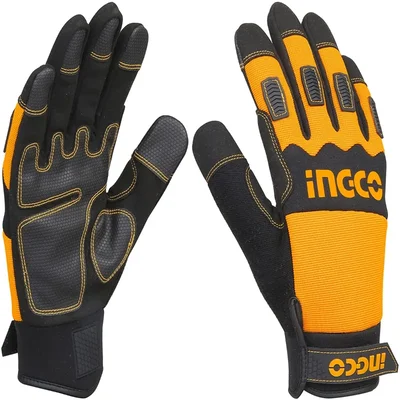 INGCO (HGMG02-XL) Polyester Mechanic Gloves XL Size, Microfiber, PU Leather, Neoprene