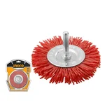 Ingco 75mm (3") Diameter 6.35mm (1/4') Shank Size Drill Mounted Nylon Wheel Brush For Cleaning, Finishing & Stripping (WB40755)