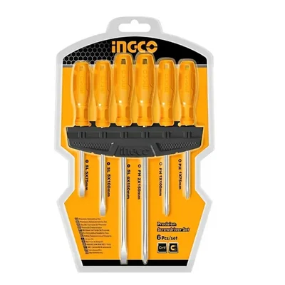 INGCO 6 pcs Round Shank Chrome Vanadium Steel Screwdriver Set (HKSD0658)
