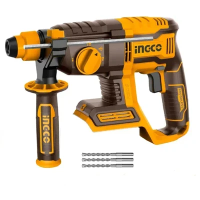 Ingco 22 mm 20V Lithium-Ion Cordless Rotary Hammer With Drill Bits, 5400 BPM (CRHLI20208)