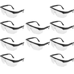 Ingco Safety Goggles Pack of 10 With Adjustable Temples And Flank Protection (HSG04)