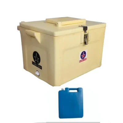 Global Star 60 Litre Insulated Chiller Ice-Box with Vending Lid & 5 Plastic Chiller Pads for Restaurant, Travel Purpose