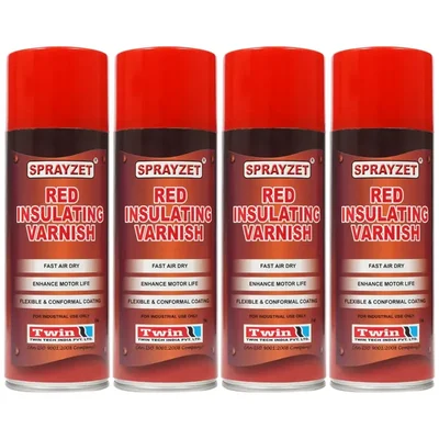 4 Pack of Sprayzet (500ml x 4pcs) Red Insulating Varnish Used as a Finishing Coat Over Existing Impregnating Varnishes