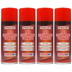 4 Pack of Sprayzet (500ml x 4pcs) Red Insulating Varnish Used as a Finishing Coat Over Existing Impregnating Varnishes