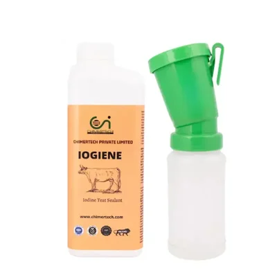 Chimertech 1Kg Iodine Post Milking Udder Hygiene Teat Sealant Preventing Bacterial Growth Mastitis with Dip Cup Combo