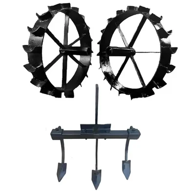Heavy Duty 16 Inch Iron Wheel & Adjustable Cultivator Attachment Combo For 5 to 10 HP Diesel Power Tiller / Cultivator