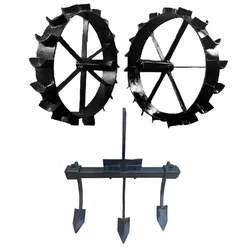 Heavy Duty 16 Inch Iron Wheel & Adjustable Cultivator Attachment Combo For 5 to 10 HP Petrol Power Tiller / Cultivator
