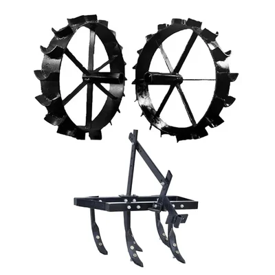 Heavy Duty 16 Inch Iron Wheel & 5 Tyne Cultivator Attachment Combo For 5 to 10 HP Petrol Power Tiller / Cultivator
