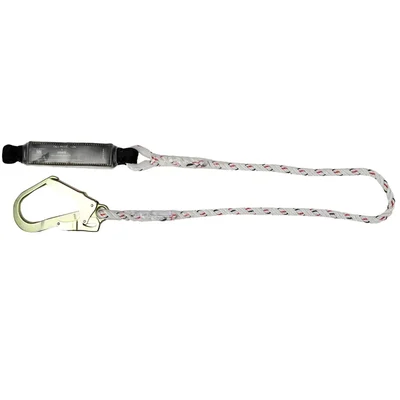 ISSAFE (ISF-25) 2 meter 14mm Polyamide Fall Restraint Twisted Rope Lanyard with Energy Absorber and Scaffolding Hook