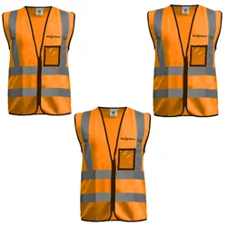 Gravitech 3 Pcs 120 GSM Orange Colour Safety Jacket With 2" High Grade Reflective Fabric Tape (GI-RJ-04)