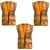 Gravitech 3 Pcs 120 GSM Orange Colour Safety Jacket With 2" High Grade Reflective Fabric Tape (GI-RJ-04)